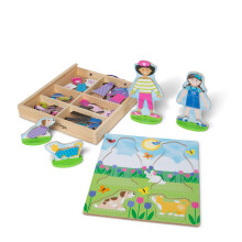Melissa & Doug Best Friends Magnetic Dress-Up Dolls for 3 Year Olds | Kids Crafts Sets Girls & Boys | Outfit Wooden Doll Craft Kits for Kids Age 3+