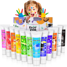 TOGOU2S 12 Colour Finger Paints Set for Kids, Non-Toxic, Washable Paint for kids, Baby Safe Paint for Handprints Art and Craft, Ideal Gifts for Birth