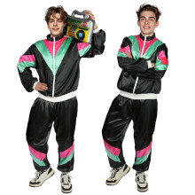 AYBUY 80s 90s Fancy Dress, Retro Disco Sportswear Outfit Set, 80s Shell Suit Costume, Hip Hop Costume Outfit for Theme Party, Halloween, Music Festiv