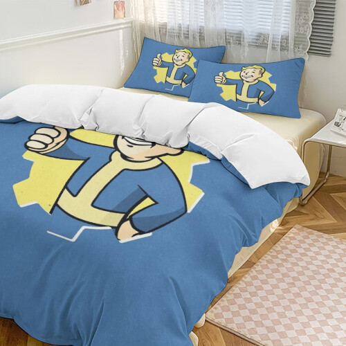 (135CM X 200CM) Blue Boys Fallout Comforter Set Soft 3 Pcs Twin Bedding Sets Thicken