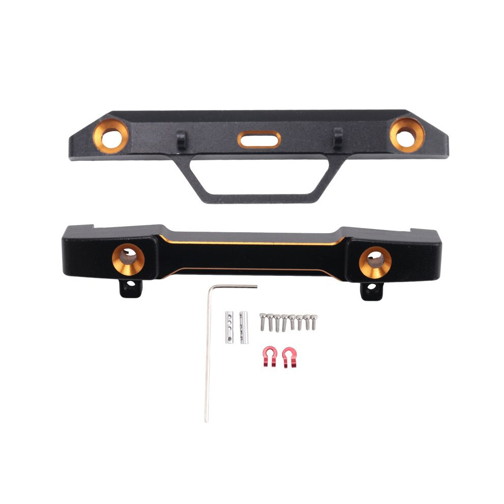 2Pcs Metal Front & Rear Bumper Set For Axial Scx24 Axi90081 1/24 Rc Crawler Car Upgrade Parts Black/Gold 4714239041357