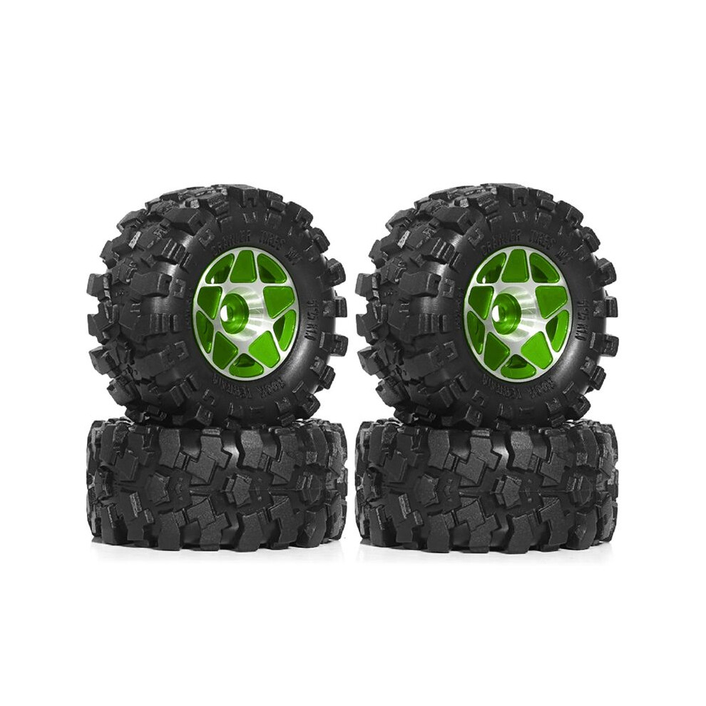 4Pcs 57Mm 1.0Inch Metal Beadlock Wheel Tire Set For 1/18 1/24 Rc Crawler Car Trx4m Scx24 Ax24 Fcx24 Green 6031137118690