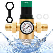 Messing-Druckregler 3/4 Zoll, DN20-Reduzierventil mit Manometer und Filter, Einstellbar für Den Heim- und Industriegebrauch