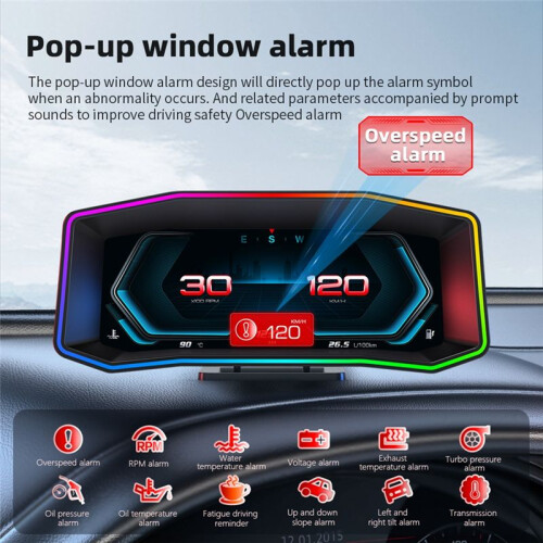 P4 OBD+GPS HUD 6.2 Inch LCD Screen   Display Multi-Function  Speed Turbine Accelerometer Slope Hud Meter 2