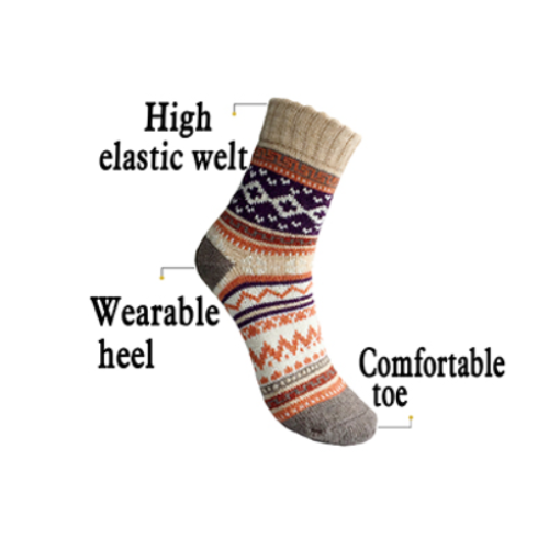 Damen-Wollsocken bunt 5er-Pack MultiColor L Wellig 2