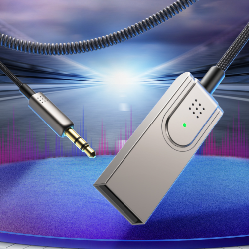 Bluetooth-Aux-Kabel / Bluetooth-Autoadapter, Auto Bluetooth 5.0 Empfänger mit 3,5 mm AUX-Klinke und USB Grey 2