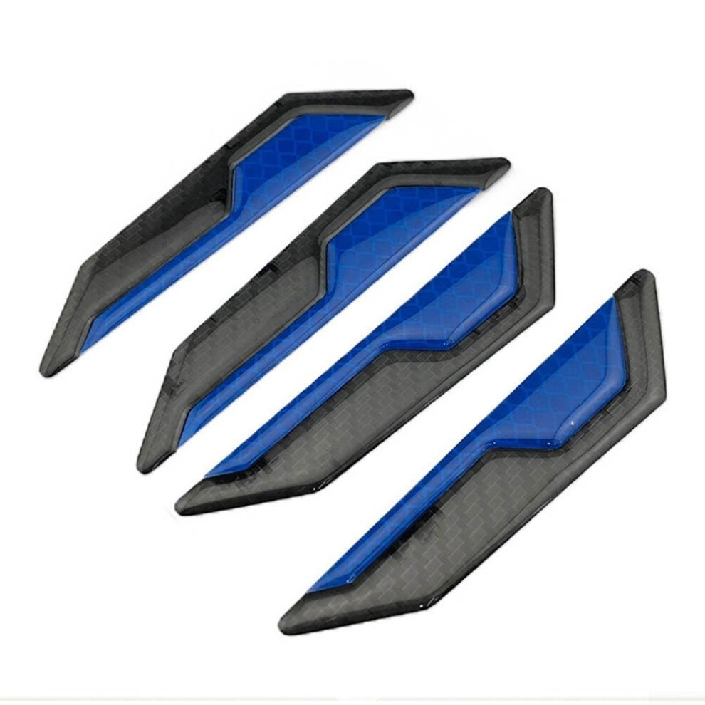 4Pcs Carbon Fiber Car Door Edge Guard Strips, Reflective Scratch Protector For Universal Fit Blue 9199774935210