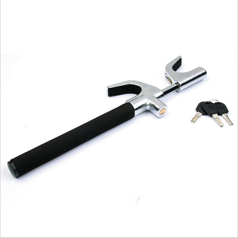 Steering Wheel Lock Adjustable Length Clamp With Emergency Hammer, Universal Heavy Duty Car Anti Theft Device 9347817473759