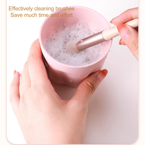 Pink Makeup Brush Cleaning Cup Drying Bracket | Durable TPR & Easy Clean 2