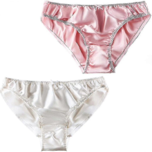 Slip bikini in seta da donna, confezione da 2, colore rosa-bianco XL