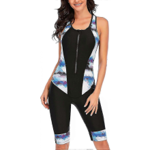 Black SleevelessSDiving wetsuit for women - Zip front rash guard one piece swimwear