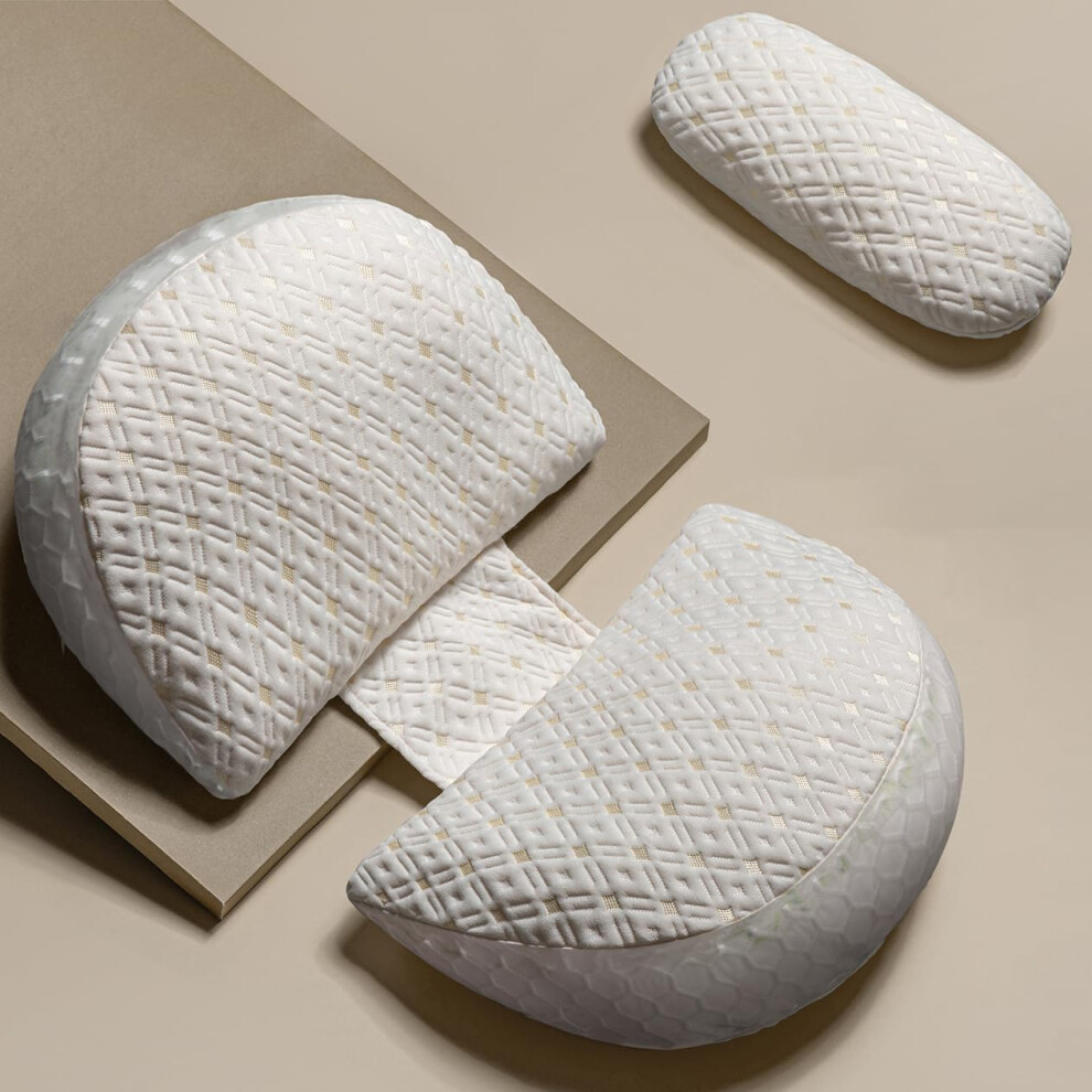 U Shaped Pregnancy Pillow For Sleeping,Adjustable Wedge Maternity Pillow,Detachable For Pregnant Women (White) White