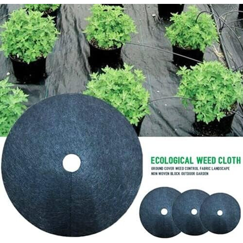 Weed Control Mat Nonwoven Tree Ring Mulch Protector 62cm 8pcs for Landscaping and Root Care 2
