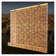Natural Reed Curtain Bamboo Roll Up Blinds 80x180cm Brown Waterproof Indoor Outdoor Sun Shade Privacy Partition