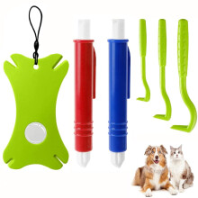 Tick Remover Tool for Dogs and Cats with 3 Hooks and 2 Clips, Painless Complete Removal Set