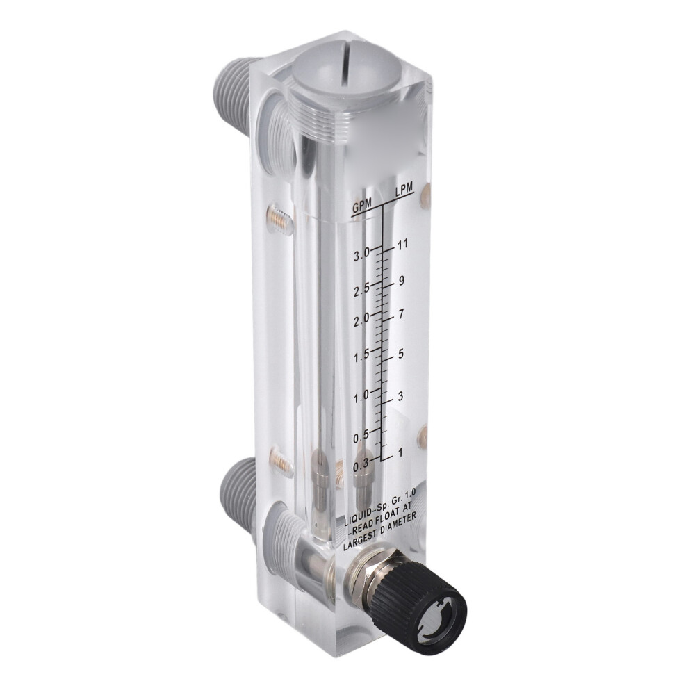 Acrylic Liquid Flowmeter 0.3Â3Gpm Adjustable Panel Mount 7891374976342