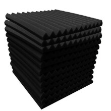 Akoestische Schuimpanelen 12 Stuks, Geluiddichte Wandpanelen 30X30X5Cm, High Density Geluidsabsorberend Paneel voor Muren Zwart