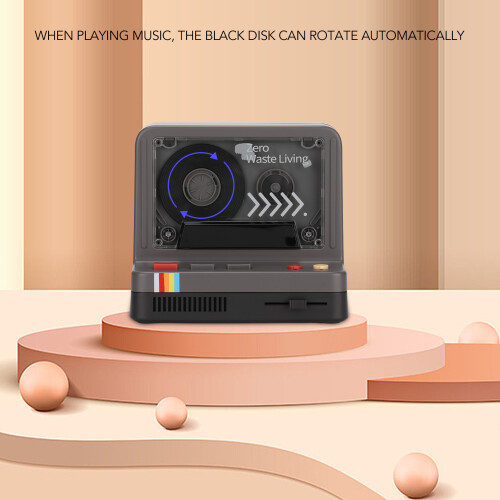 Bluetooth Cassette Player with Rotating Disk & 5 Lighting Modes Black 2