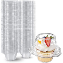 50-Pack Individuele Cupcake Containers, Stapelbare Single Compartiment Wegwerp Drager Houder Doos met Luchtdicht Dome Deksel