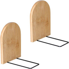 Wooden Book Ends Wood Decorative Bookends Office Book Stand Bookshelf Ends Sturdy Book Holders for Shelves