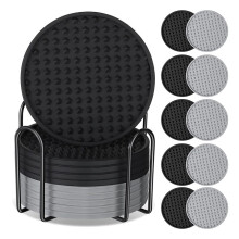 10 Pack Coasters for Drinks Silicone Coaster with Holder Non Slips Protection Washable Cup Coasters Heat Resistant