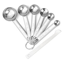 Juego de Tazas de Cucharas Medidoras de Acero Inoxidable, Cuchara PequeñA, Cucharaditas, Juego de 6 con Nivelador Adicional, para Seco y LíQuido