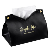 PU Lederen Tissue Box Case Retro Tissue Container Thuis Servethouder Desktop Papier Opbergdoos Pumping Box Zwart