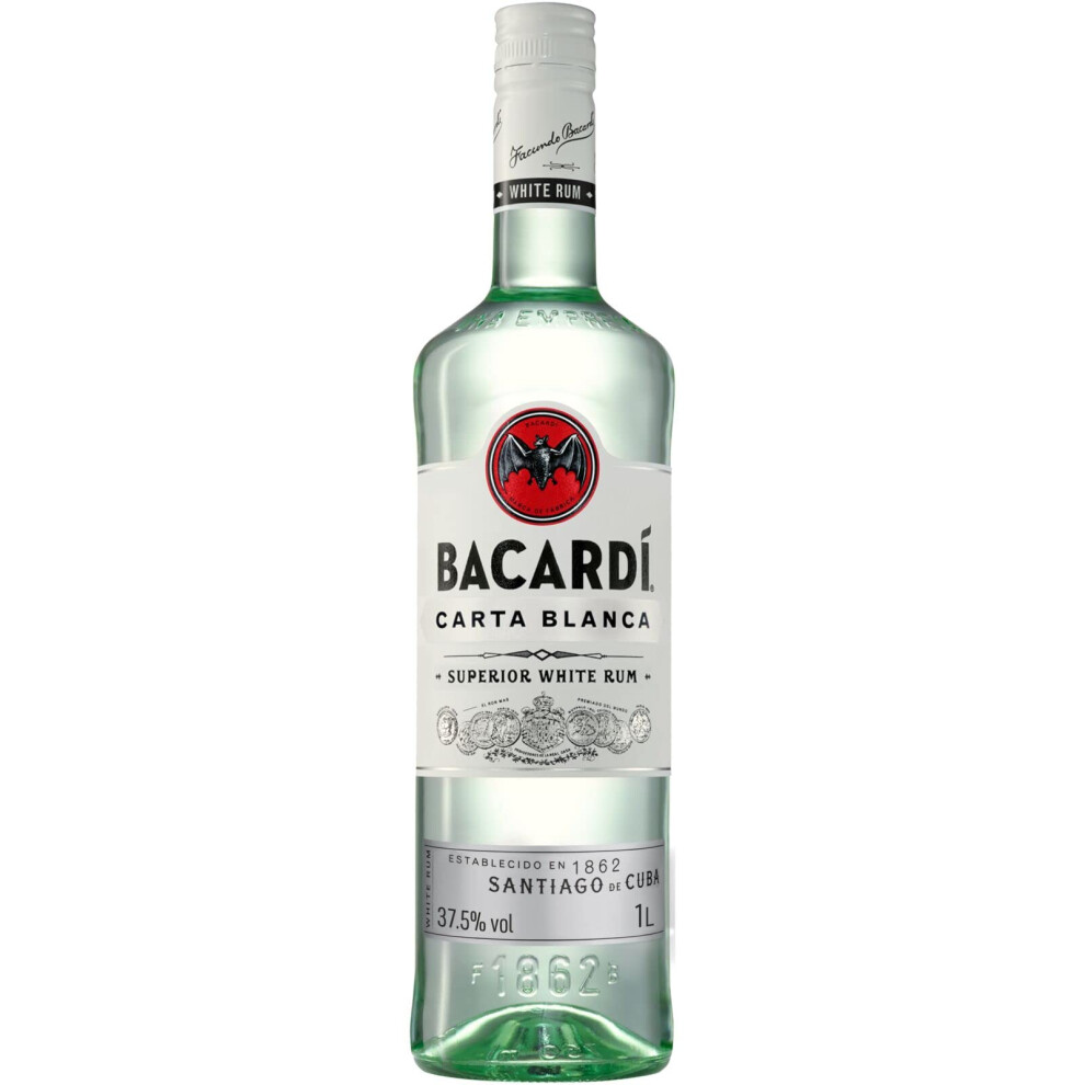 Bacardi Carta Blanca Superior Rum 1L 100Cl 375 Abv Iconic Caribbea White