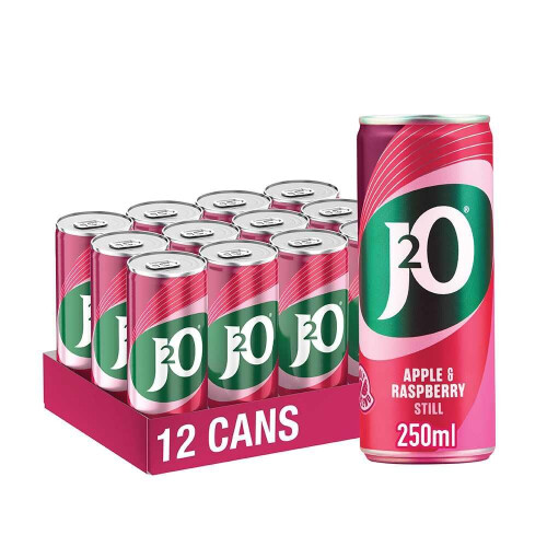 J2O Fruit Juice Apple and Raspberry 250ml Cans Pack of 12