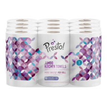 Amazon Brand  Presto Jumbo Kitchen Roll 3ply Strong and Absorbent 12 Rolls