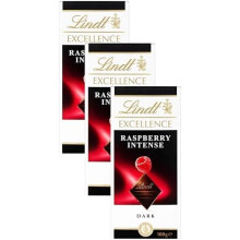 Lindt Excellence Dark Raspberry Chocolate Bar 100g Pack of 3