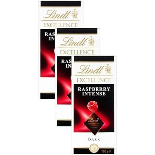 Lindt Lindt Excellence Dark Raspberry Chocolate Bar 100g  Pack of 3