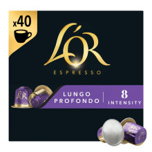 LOR Espresso Lungo Profondo Coffee Pods x40 Intensity 8 Pack of 1 Total 40