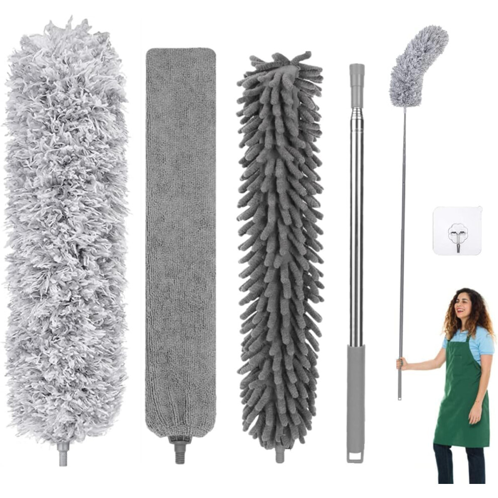 Fogray Extendable Feather Duster Kit Long Handled 100 Telescopic Pole And