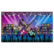 Karaokefestdekorationer, Stort Tyg Rock Star Vacation Party Backdrop Banner för Rock N Roll Party