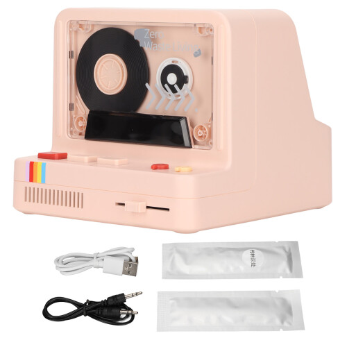 Pink Bluetooth Tape Player with 5 Light Modes & Multi Play Options 1