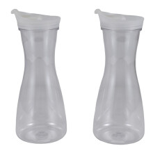 2 Stuks 0,6 Liter Plastic Waterkaraffen met Witte Klepdeksels - Food Grade en Recyclebare Onbreekbare Kruiken - Sapkruik