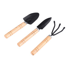 Set of 3 Garden Tool Hand Planting Tools Small Shovel Rake Spade Wood Handle Planting Tools