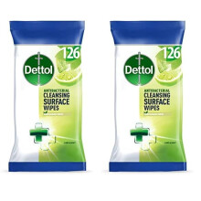 Dettol Wipes Antibacterial Lime Mint 126 Wipes Pack of 2