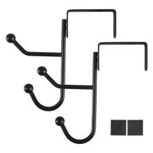 2 Pack Over the Door Hooks Hanger, Sturdy Metal Double Hook Hanger for Hanging Coats, Hats, Robes, Towels, Black