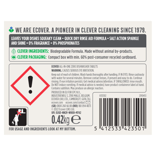 Ecover Ecover Zero Dishwasher Tablets Dishwasher Salt  Rinse Aid Cleaning Biodegra 1
