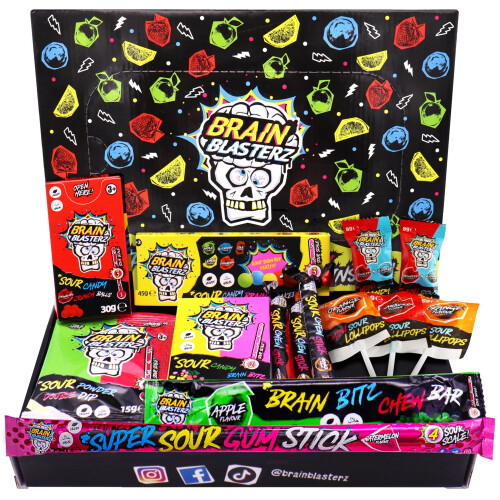 Brain Blasterz Christmas Sweets Gift Box  Extreme Sour Sweets Selection Box