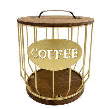 IhåLig Kaffekapsel FöRvaringskorg Frukt Kaffe Pod Organizer HåLlare för Home Cafe Hotel Golden