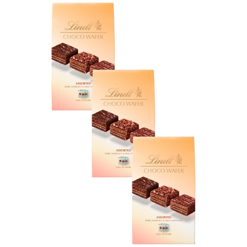 Lindt Lindt Choco Wafer Assorted Chocolate Box 135g  10 Assorted Milk Dark and Mi