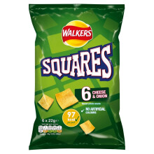 Walkers Squares Cheese Onion Snacks 6 x 22g