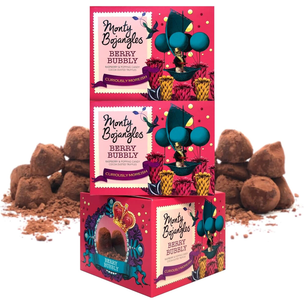 Monty Bojangles Berry Bubbly Cocoa Dusted Chocolate Truffles 3 X 100G Choco