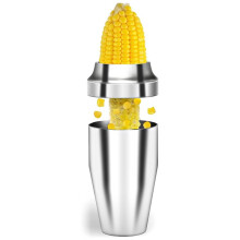 Corn Cutter Peeler, Corn Cob Stripper with Cup , 304 Stainless Steel Corn the Cob Remover Kitchen Tool