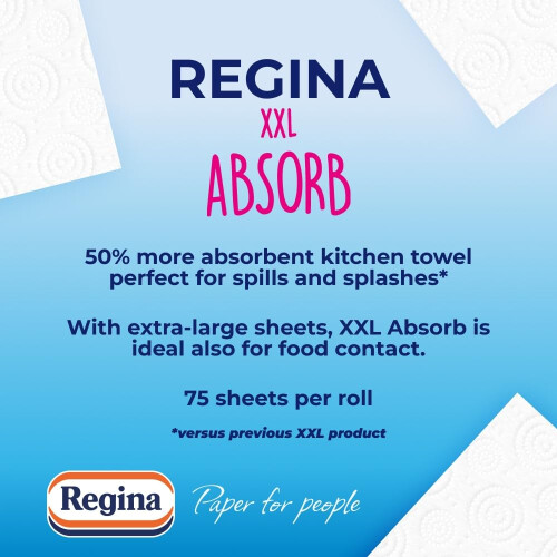 Regina Regina XXL Absorb Kitchen Roll  6 Rolls  75 Extra Large Sheets per Roll 2 L 1