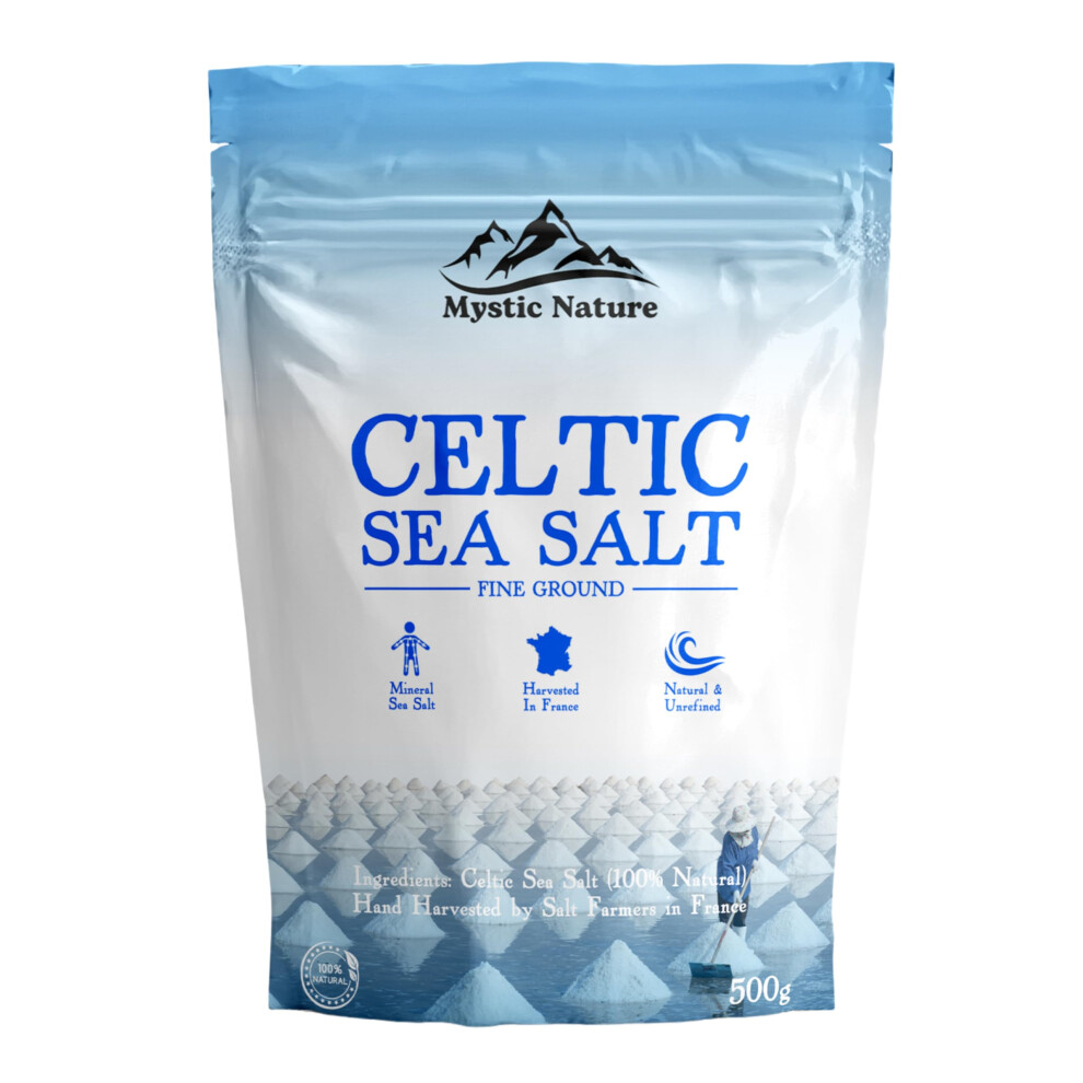 Mystic Nature Celtic Sea Salt 500G Fine Ground 100 Natural Unrefined Min