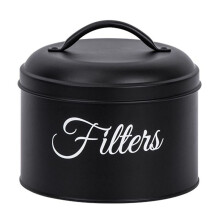 Portafiltro per Caffè, Cestello Portafiltro per Caffè con Coperchio, Contenitore per Filtro per Caffè Rotondo per Bancone, Nero